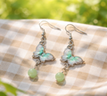 Boucles d'oreilles Aventurine Verte — Pierre naturelle, Design Papillon, Argent sterling