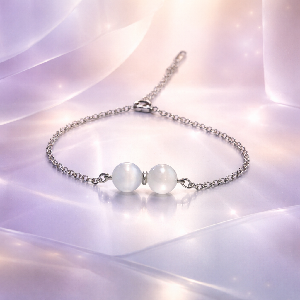 Bracelet Sélénite 8mm — Argent 925, Paix, Sérénité & Clarté Mentale