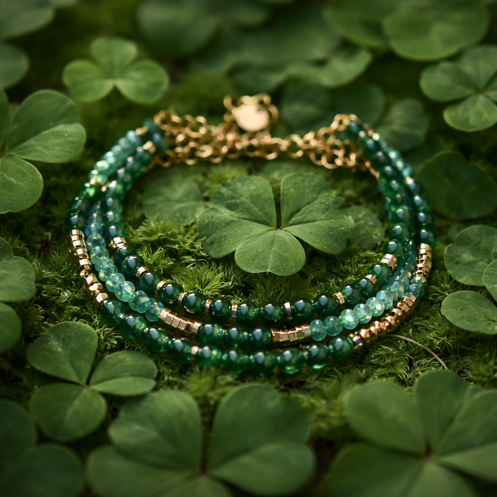 Bracelet Jade Verte & Hématite Dorée — Chaînette Acier Doré, Style Bohème Raffiné