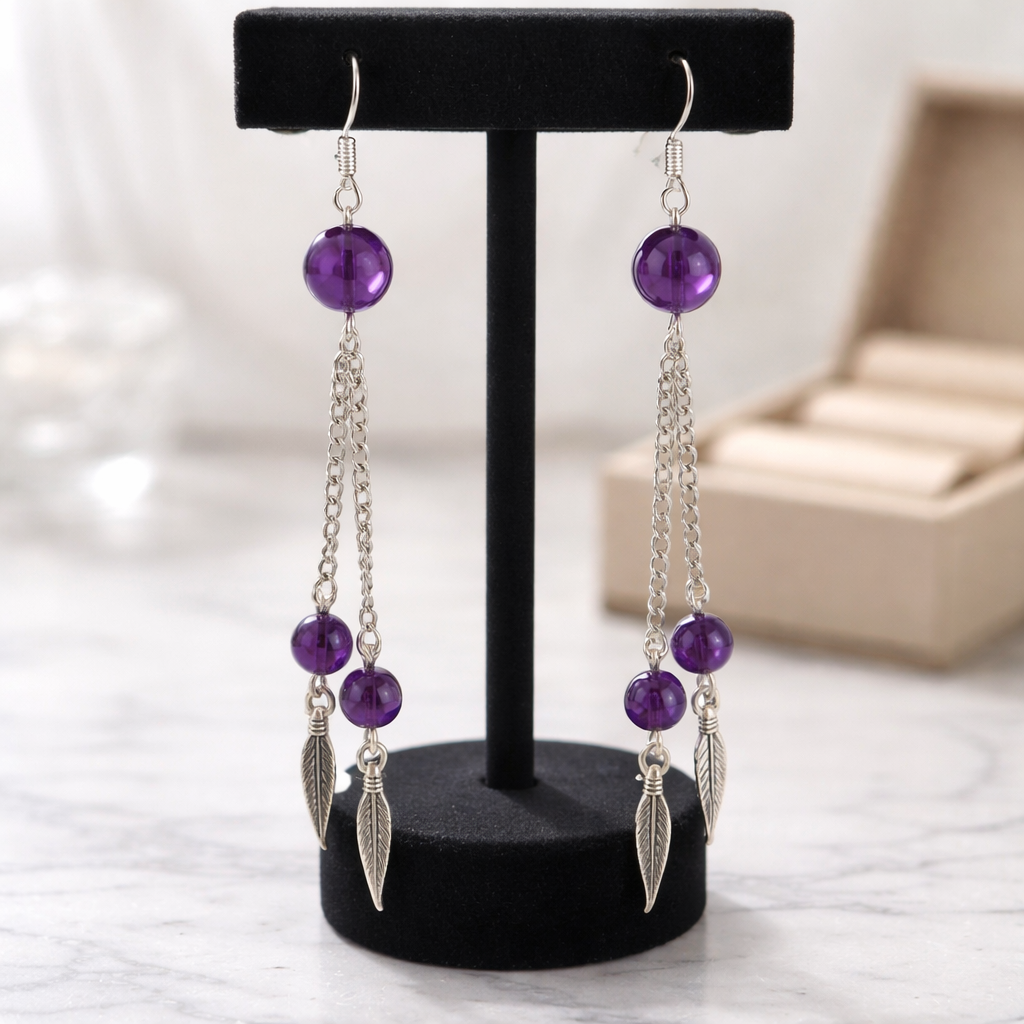 Boucles d'oreilles Améthyste — Pierres naturelles, Argent 925