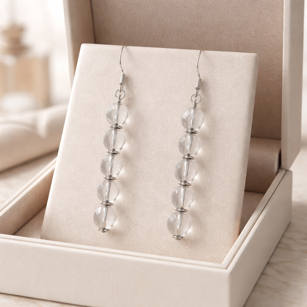 Boucles d'oreilles Cristal de Roche — Pierre naturelle, Argent 925