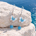 Boucles d'oreilles Apatite Bleue — Pierre naturelle, Design Papillon