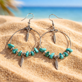 Boucles d'oreilles Howlite Turquoise Chips — Pierre naturelle, Plumes, Acier inoxydable