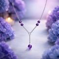 Collier Améthyste & Nacre en Argent — Perles 8mm, Elégance Intemporelle