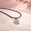 Collier Améthyste Brute — Pendentif Cristal Naturel, Cordon Cire & Chaîne Argentée