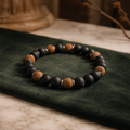 Bracelet Rudraksha & Onyx Noir 8mm — 18cm