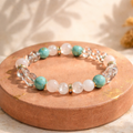 Bracelet Howlite Turquoise, Cristal de Roche & Quartz Rose 8mm — Trio Bohème