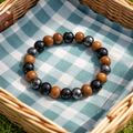 Bracelet Obsidienne Noire, Hématite et Bois de Santal.