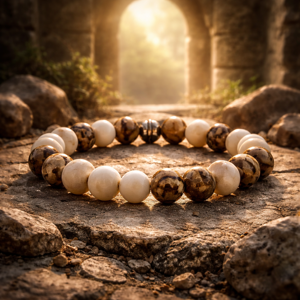 Bracelet Zébradorite & Magnésite 8mm — Confiance, Sérénité & Énergie Positive