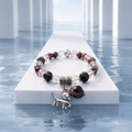 Bracelet Cristal de Roche & Rhodonite — Breloque Chat, Bien-être Émotionnel