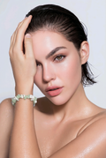 Bracelet Calcédoine Verte & Magnésite Blanche — Chips naturelles, Style Bohème