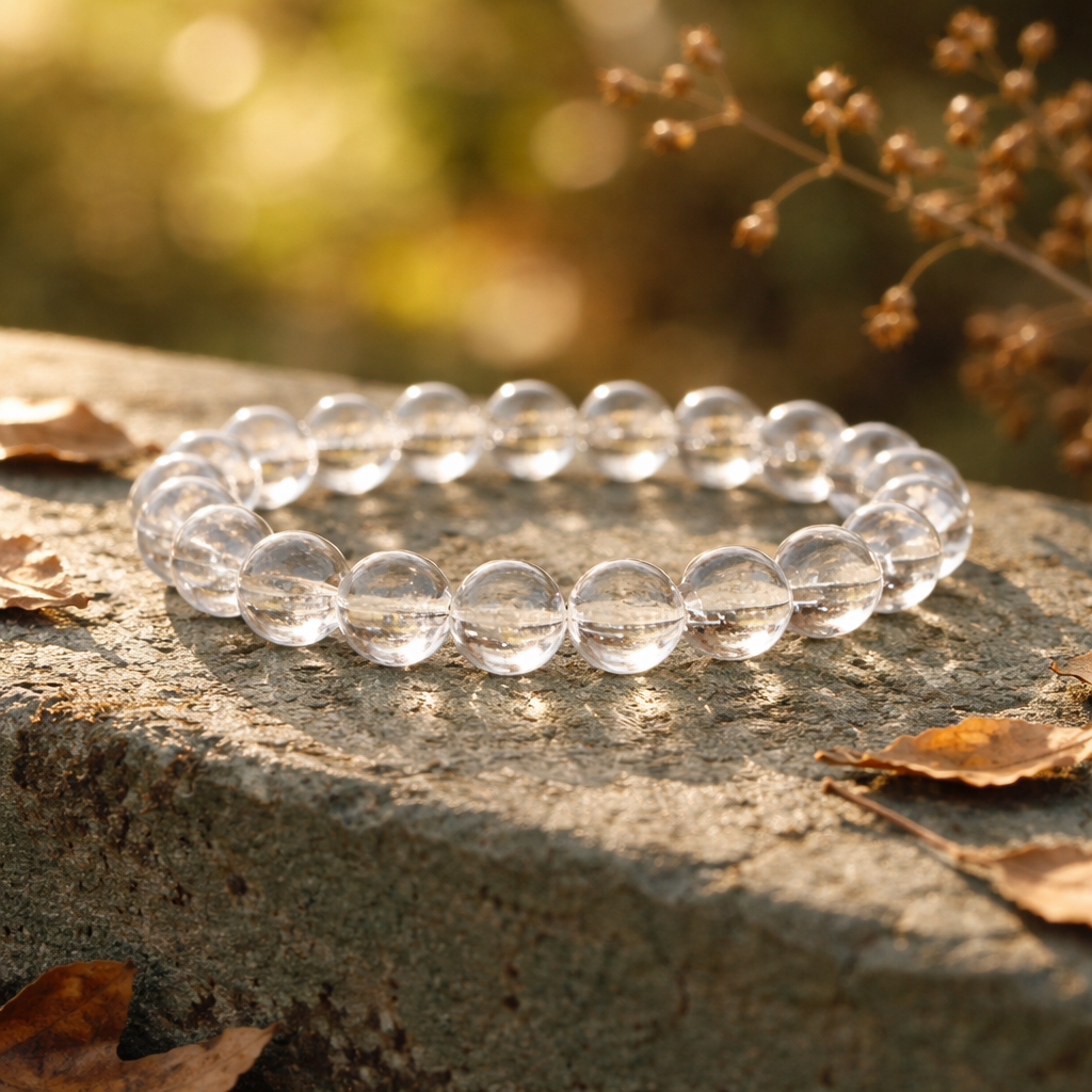 Bracelet Cristal de Roche 8mm — Pierre de Lumière, Clarté & Harmonie Intérieure