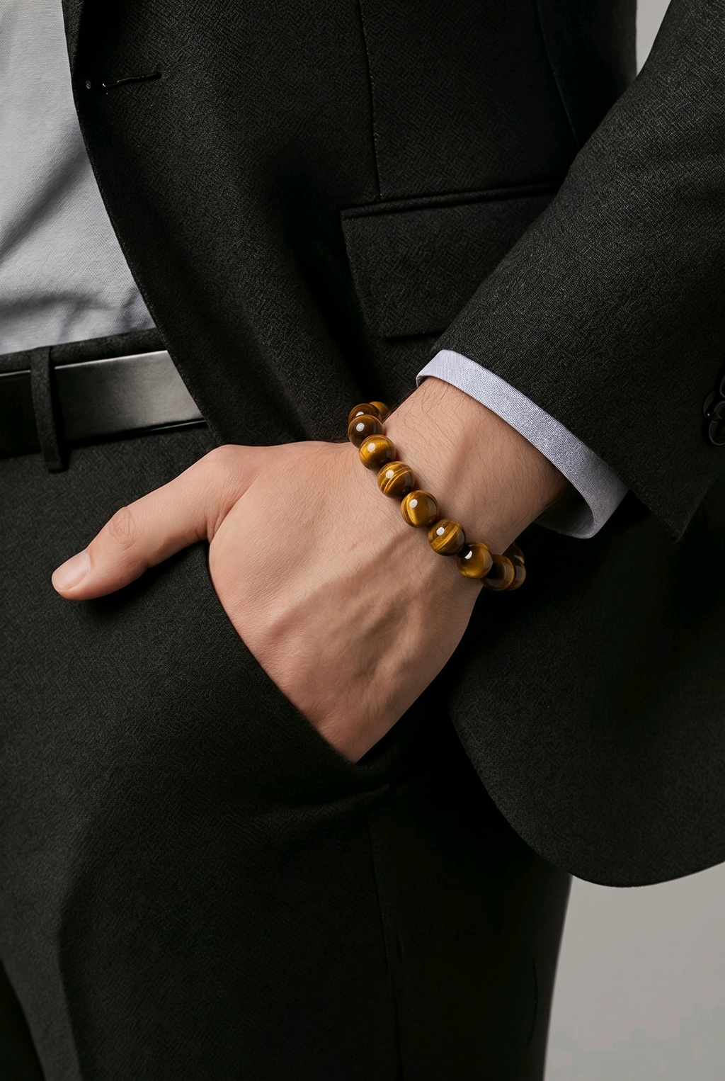 Bracelet Œil de Tigre 8mm — Confiance, Protection & Énergie Positive, Fil Élastique