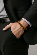 Bracelet Œil de Tigre 8mm — Confiance, Protection & Énergie Positive, Fil Élastique
