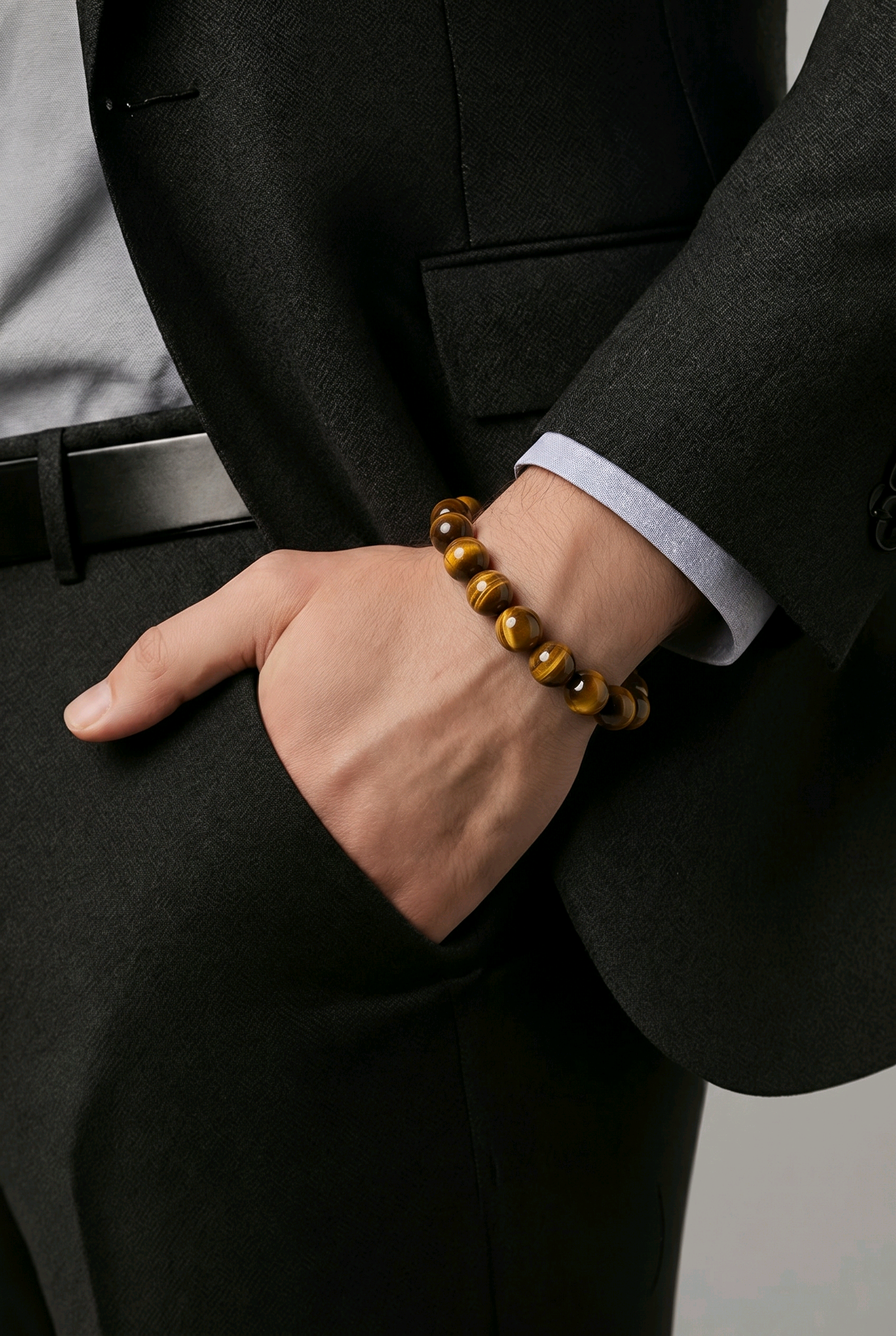 Bracelet Œil de Tigre 8mm — Confiance, Protection & Énergie Positive, Fil Élastique