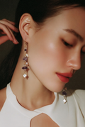 Boucles d'oreilles Améthyste Nacre de coquillage et Perles d'eau Chips.