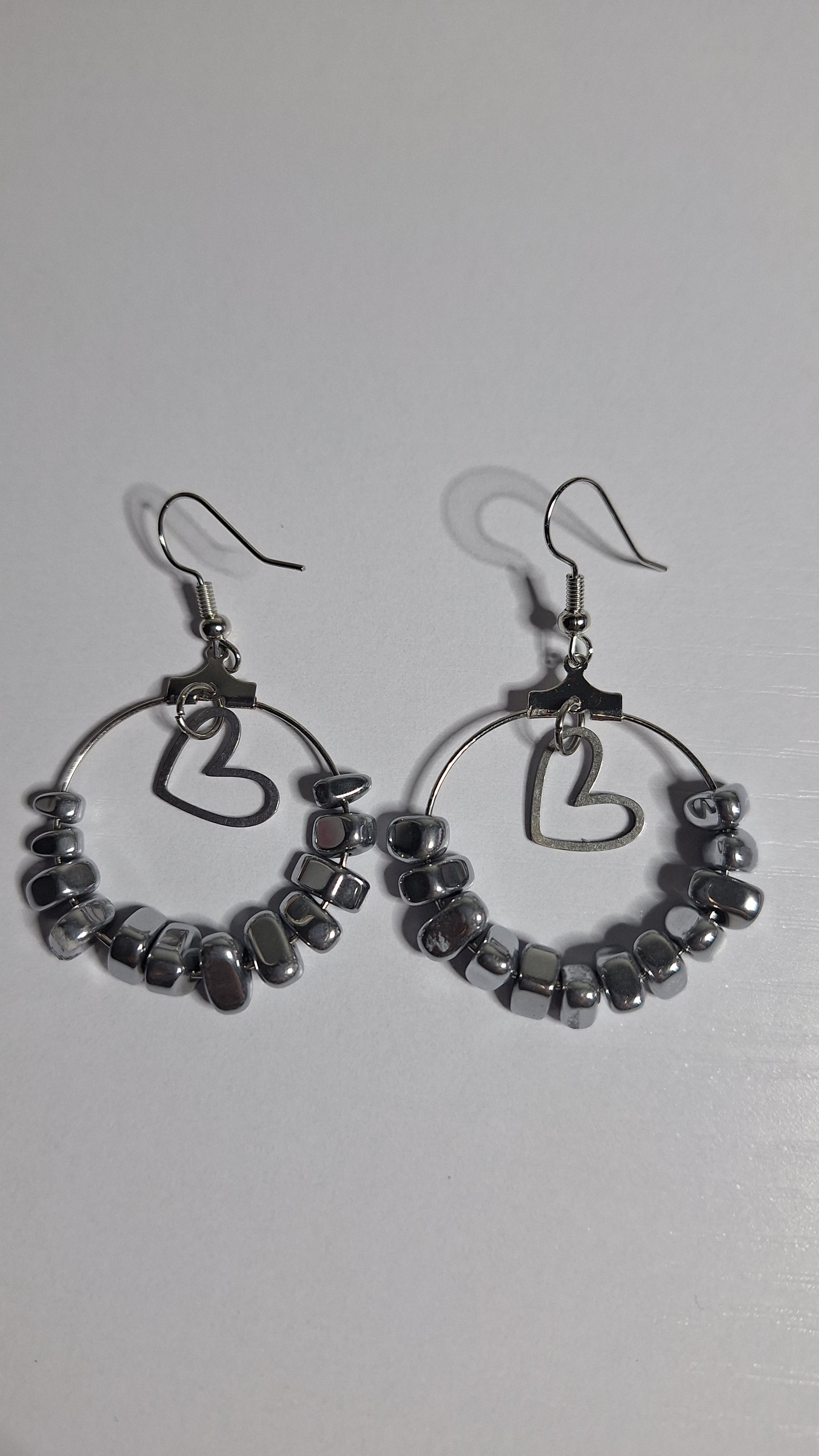 Boucles d'oreilles Hématite Gris Anthracite — Pierre d'ancrage, Acier inoxydable