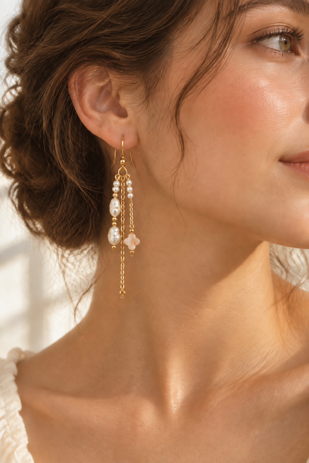 Boucles d'oreilles pendantes, trois pendants resserrés