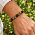 Bracelet hématite, obsidienne et œil de tigre 8 mm