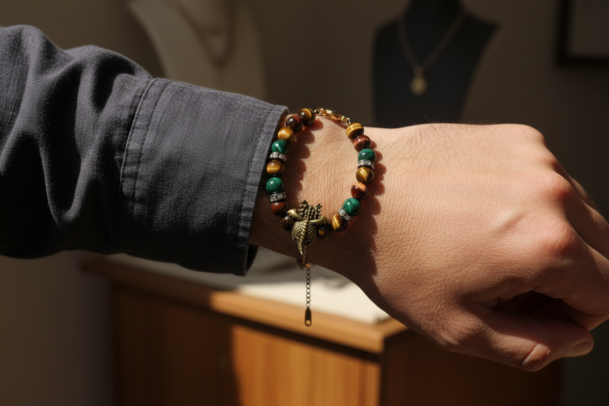 Bracelet porté autour du poignet d’un homme