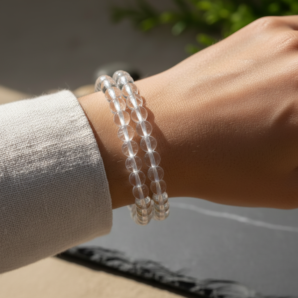 Bracelet Cristal de Roche porté au poignet