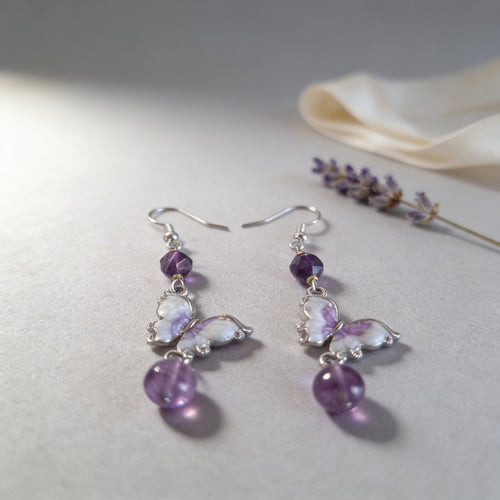 Boucles d'oreilles Améthyste- Pierre naturelles Apaisante.