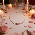 Parure boucles d’oreilles et collier en pierre de soleil plaqué or – 18 carats