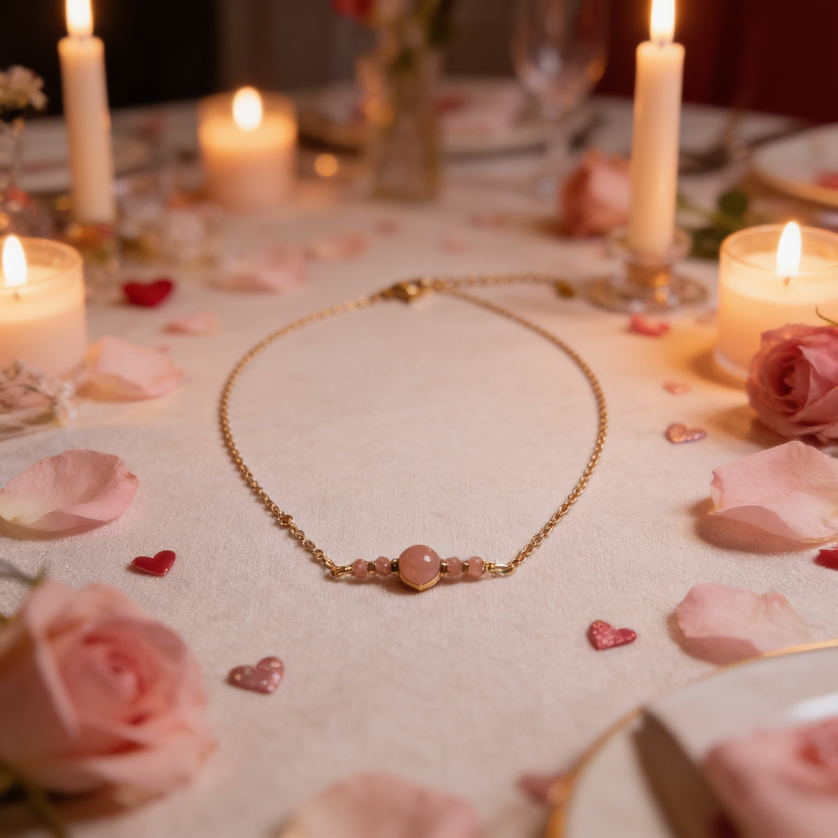 Parure boucles d’oreilles et collier en pierre de soleil plaqué or – 18 carats