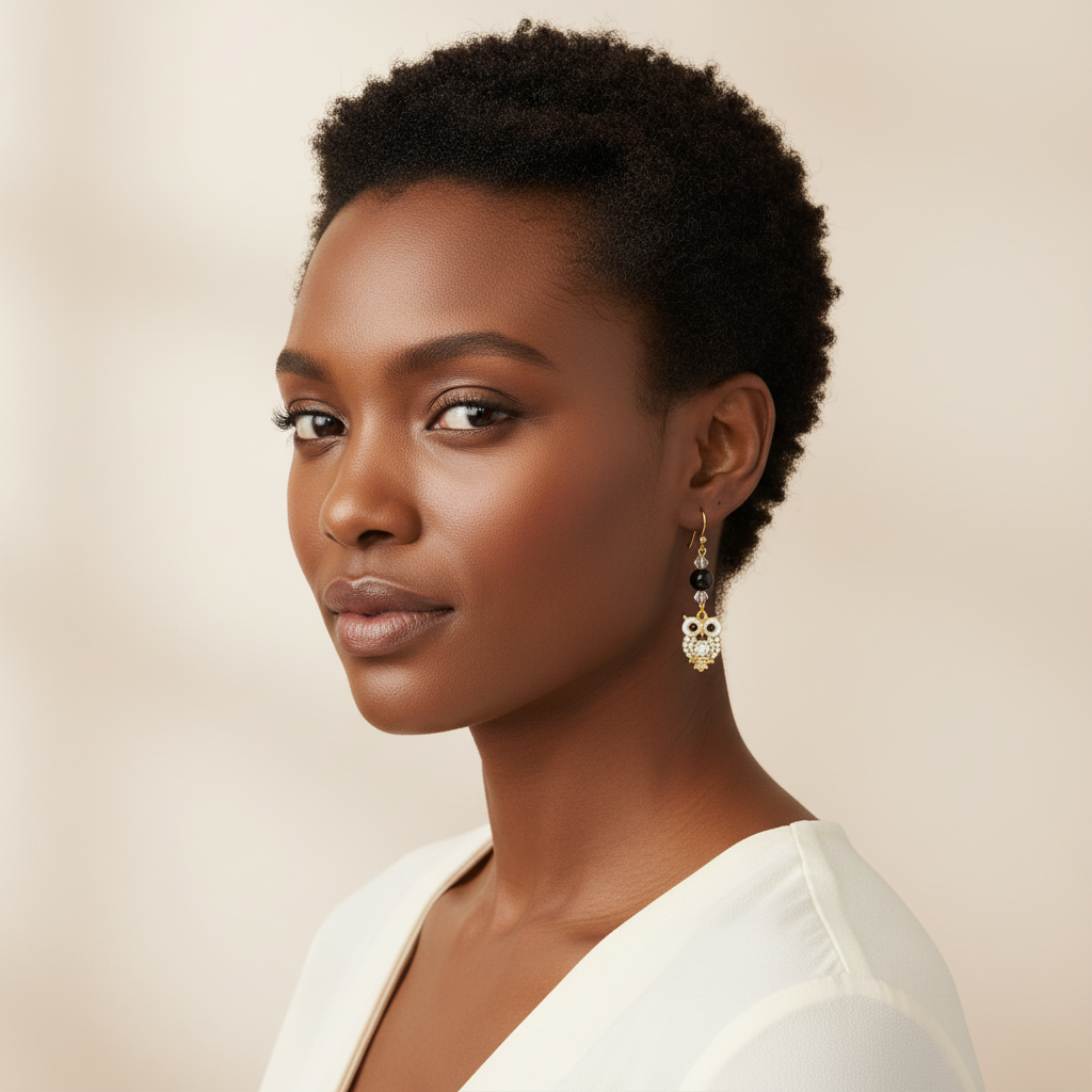 Nouvelle photo portée avec des boucles d’oreilles plus courtes