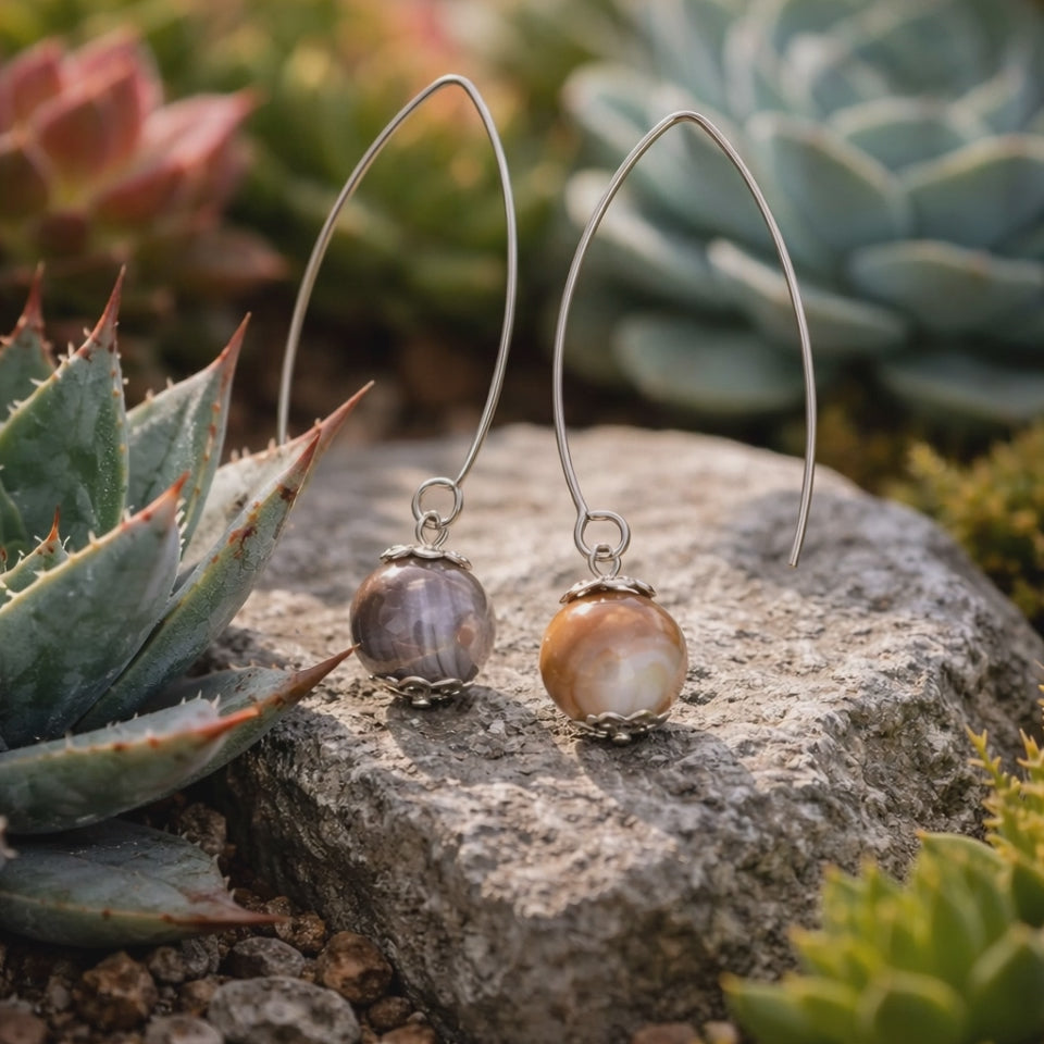 Boucles d'oreilles Agate Botswana .