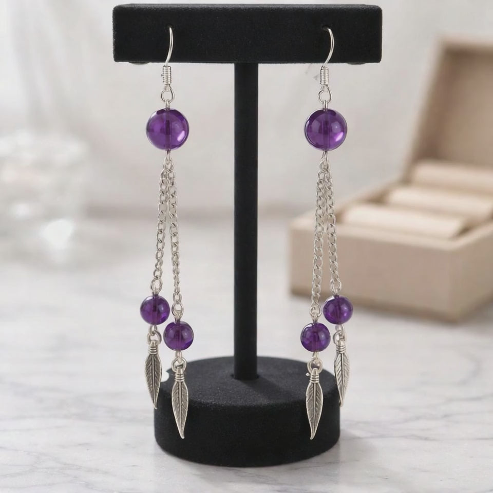 Boucles d'oreilles Améthyste — Pierres naturelles, Argent 925