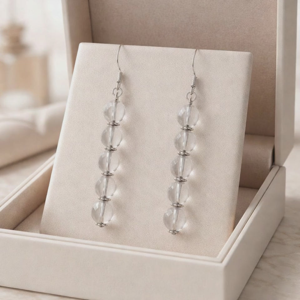 Boucles d'oreilles Cristal de Roche — Pierre naturelle, Argent 925