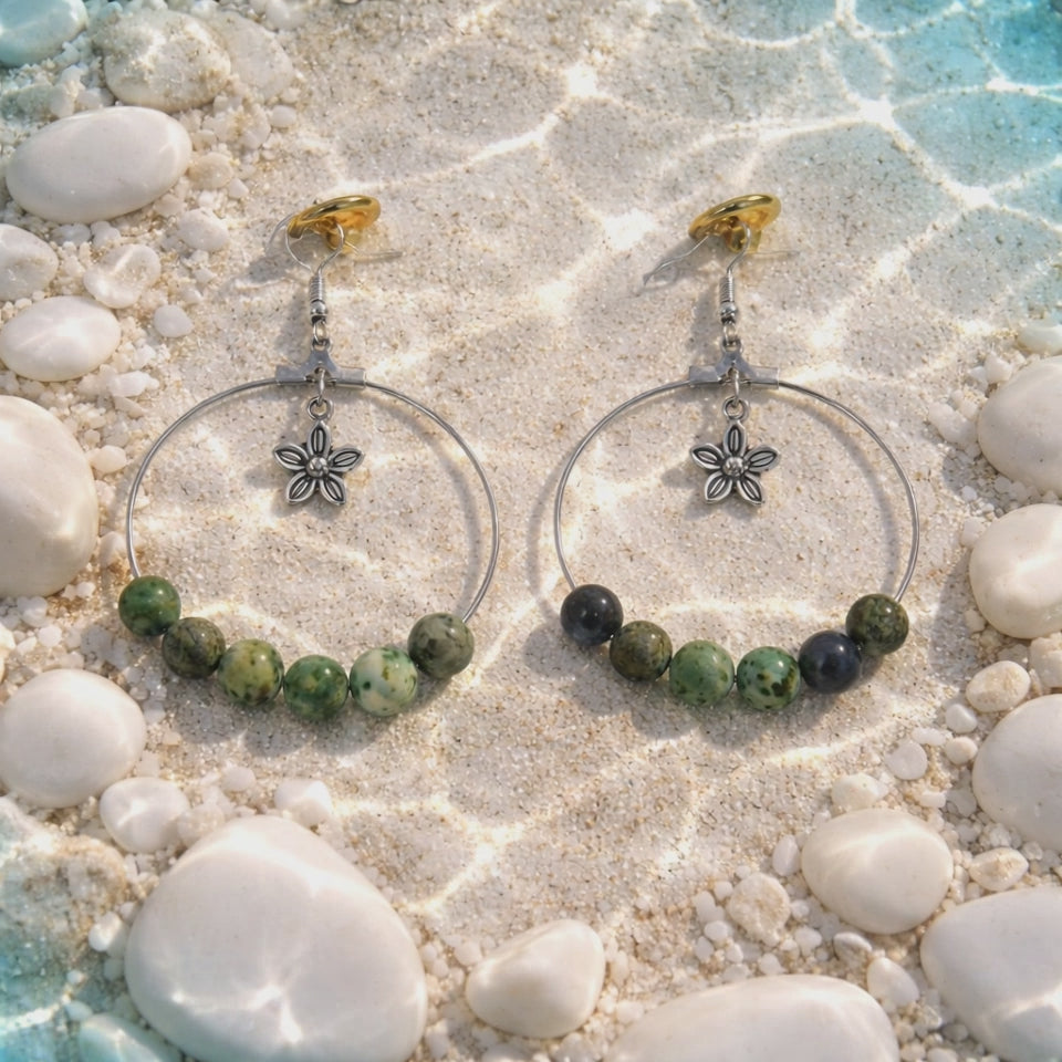 Boucles d'oreilles Turquoise Africaine .
