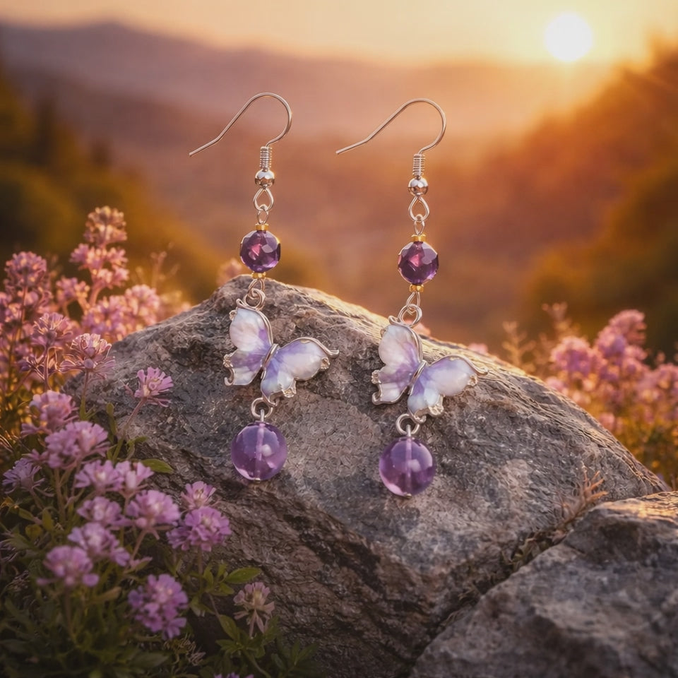 Boucles d'oreilles Améthyste- Pierre naturelles Apaisante.